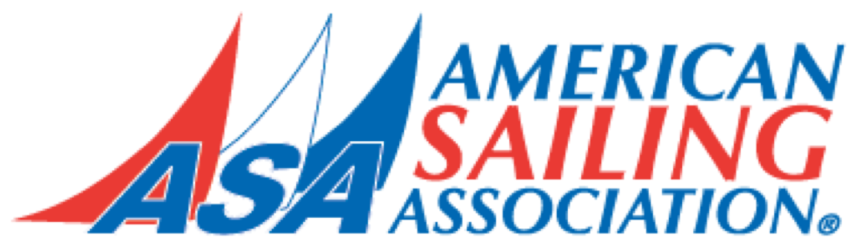 Logo with stylized red and blue sails and the text "ASA American Sailing Association."