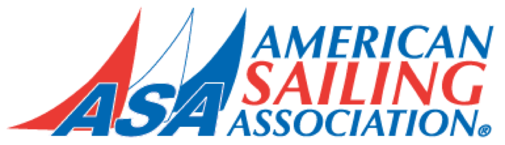 Logo with stylized red and blue sails and the text "ASA American Sailing Association" in blue and red.
